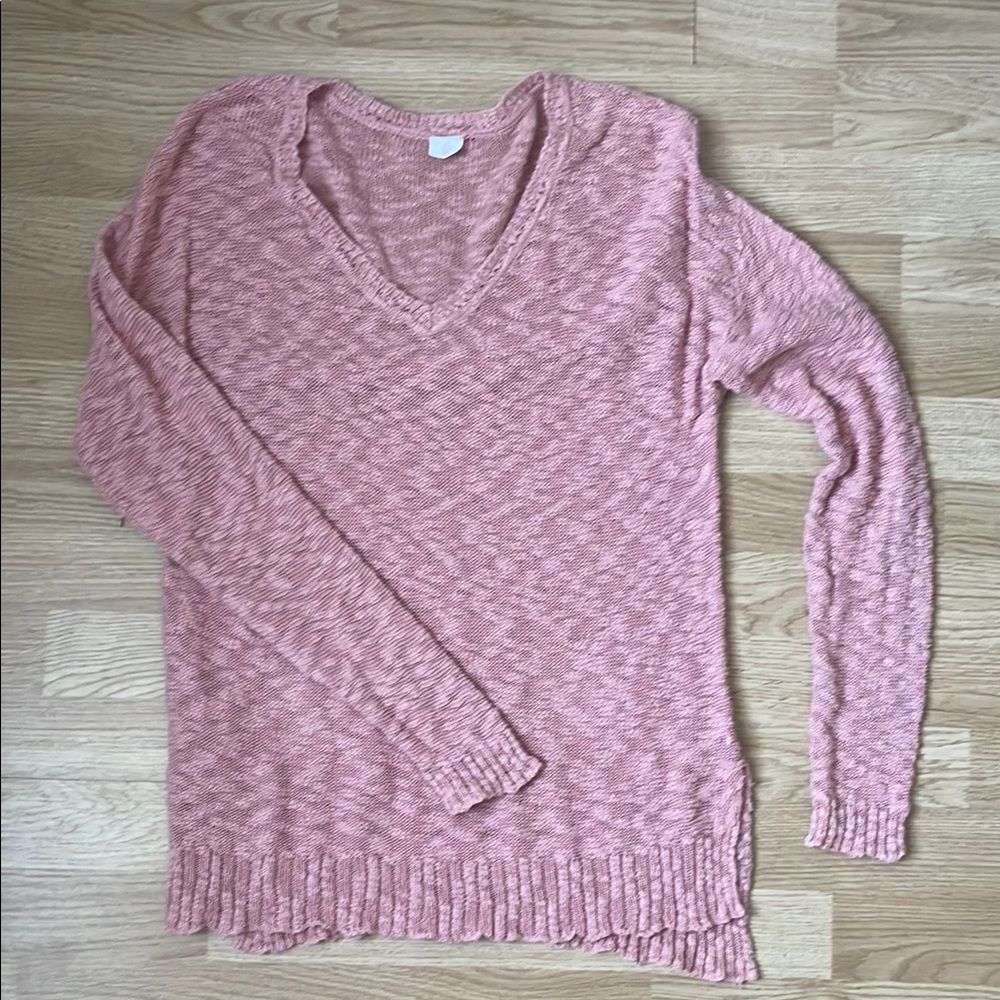 Women's Pink V-Neck Sweater